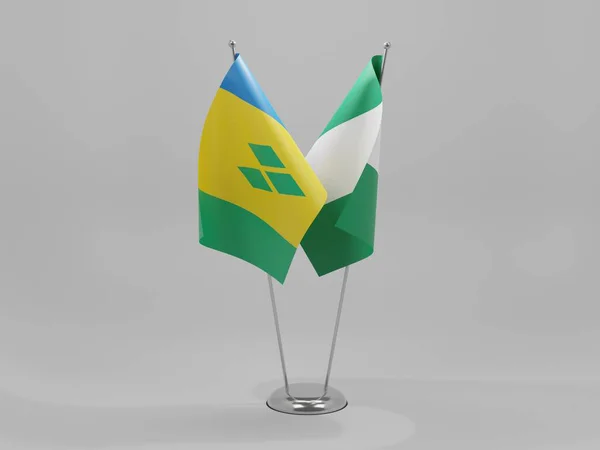 Nigéria Drapeaux Coopération Saint Vincent Les Grenadines Fond Blanc Render — Photo
