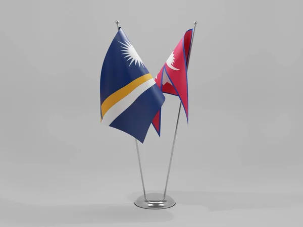 Nepal Marshalleilanden Samenwerking Vlaggen Witte Achtergrond Render — Stockfoto