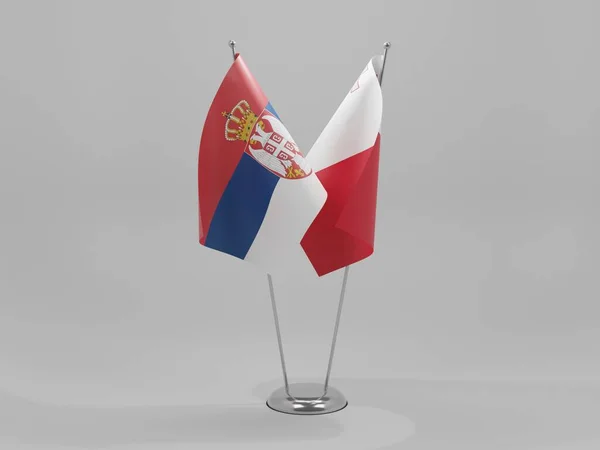 Málta Szerbia Együttműködési Zászlók Fehér Háttér Render — Stock Fotó