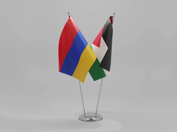 Jordanien Armeniens Samarbetsflaggor Vit Bakgrund Render — Stockfoto