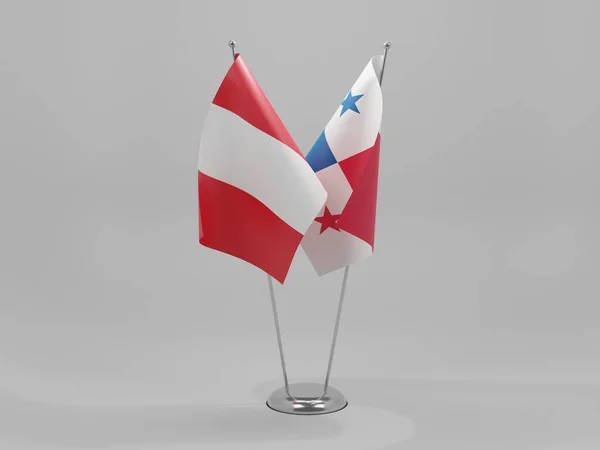 Panama Peru Kooperationsfahnen Weißer Hintergrund Render — Stockfoto