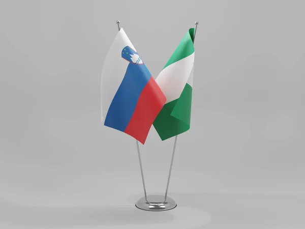 Nigeria Drapeaux Coopération Slovénie Fond Blanc Render — Photo