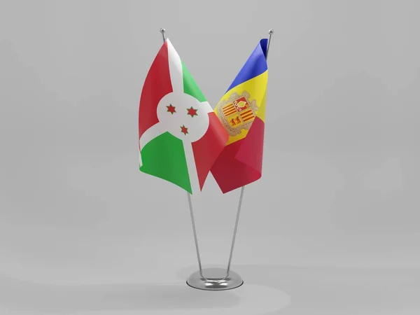 Andorra Burundi Banderas Cooperación Fondo Blanco Render — Foto de Stock