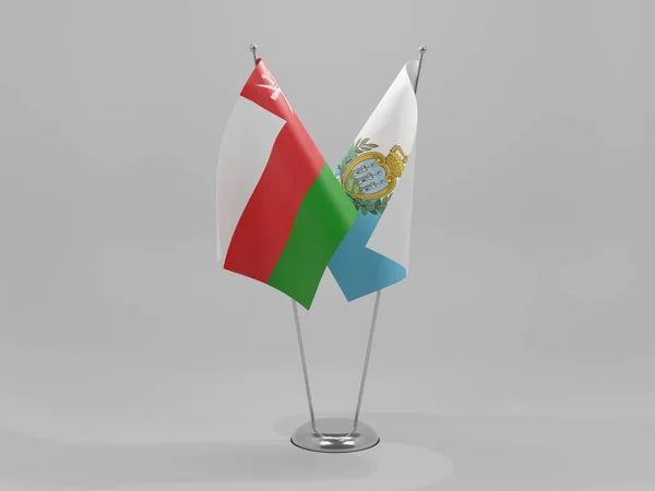 San Marino Oman Samenwerkingsvlaggen Witte Achtergrond Render — Stockfoto