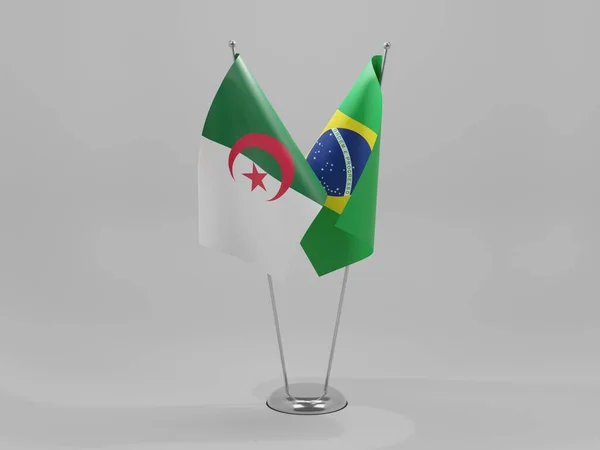 Brasil Argélia Bandeiras Cooperação Fundo Branco Render — Fotografia de Stock