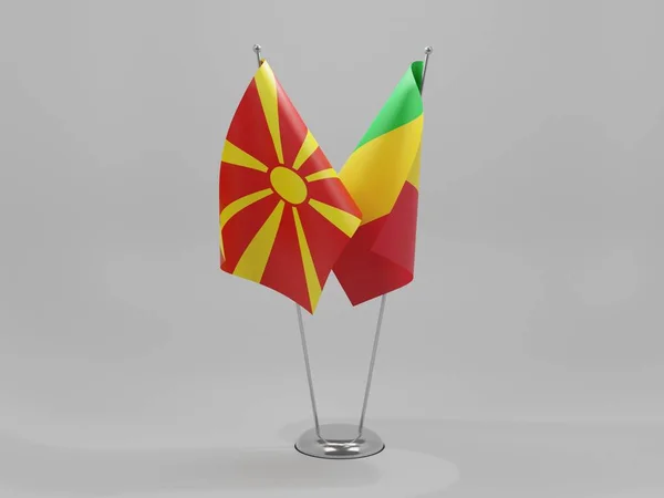 Mali Macedónia Bandeiras Cooperação Fundo Branco Render — Fotografia de Stock