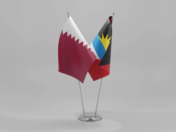 Антигуа Барбуда Катар Флаги Сотрудничества Белый Фон Рендер — стоковое фото