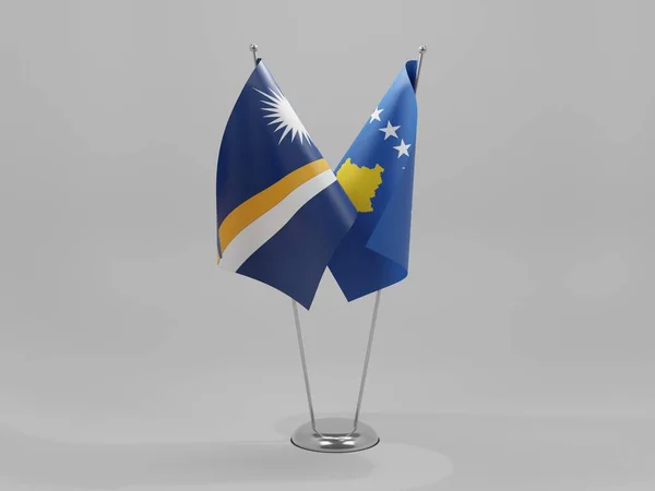 科索沃 马绍尔群岛合作旗 白色背景 3D渲染 — 图库照片
