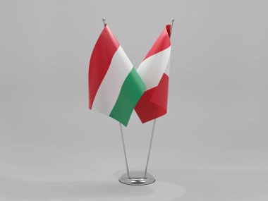 Peru - Macaristan İşbirliği Bayrakları, Beyaz Arkaplan - 3D Render