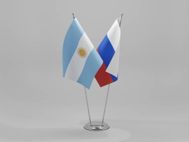 Rusya - Arjantin İşbirliği Bayrakları, Beyaz Arkaplan - 3D Hazırlama