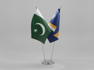 Marshall Adaları - Pakistan İşbirliği Bayrakları, Beyaz Arkaplan - 3D Render