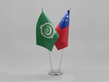 Samoa - Arap Birliği İşbirliği Bayrakları, Beyaz Arkaplan - 3D Render