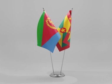 Grenada - Eritre İşbirliği Bayrakları, Beyaz Arkaplan - 3D Render