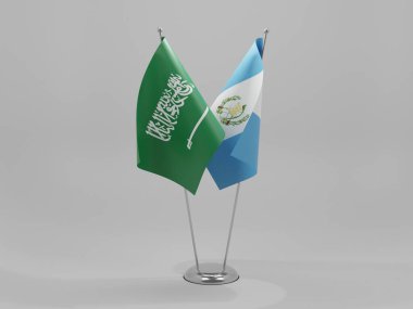 Guatemala - Suudi Arabistan İşbirliği Bayrakları, Beyaz Arkaplan - 3D Render