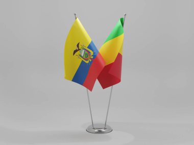 Mali - Ekvador İşbirliği Bayrakları, Beyaz Arkaplan - 3D Render