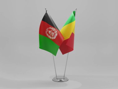 Mali - Afganistan İşbirliği Bayrakları, Beyaz Arkaplan - 3D Yapılandırma