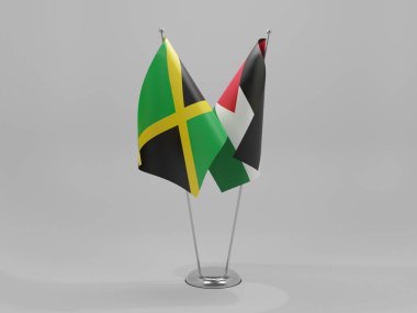 Ürdün - Jamaika İşbirliği Bayrakları, Beyaz Arkaplan - 3D Yapılandırma