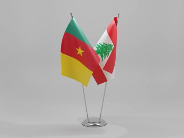 Lübnan - Kamerun İşbirliği Bayrakları, Beyaz Arkaplan - 3D Render