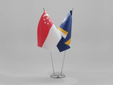 Marshall Adaları - Singapur İşbirliği Bayrakları, Beyaz Arkaplan - 3D Render