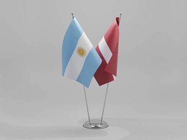 Letonya - Arjantin İşbirliği Bayrakları, Beyaz Arkaplan - 3D Render