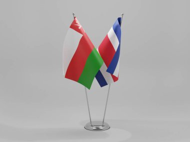 Kosta Rika - Umman İşbirliği Bayrakları, Beyaz Arkaplan - 3D Render