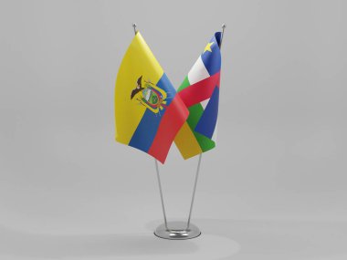 Orta Afrika Cumhuriyeti - Ekvador İşbirliği Bayrakları, Beyaz Arkaplan - 3D Render