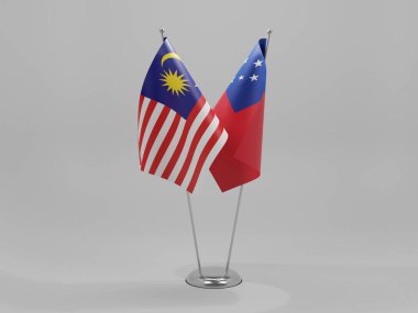 Samoa - Malezya İşbirliği Bayrakları, Beyaz Arkaplan - 3D Render
