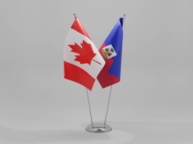 Haiti - Kanada İşbirliği Bayrakları, Beyaz Arkaplan - 3D Render