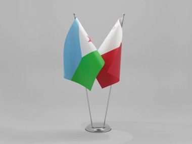 Malta - Cibuti İşbirliği Bayrakları, Beyaz Arkaplan - 3D Render