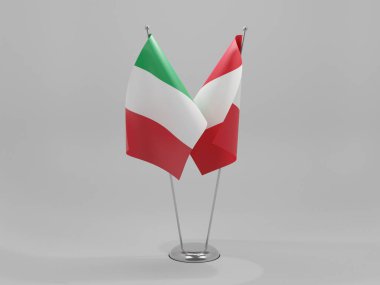 Peru - İtalya İşbirliği Bayrakları, Beyaz Arkaplan - 3D Yapılandırma