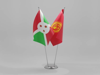Kırgızistan - Burundi İşbirliği Bayrakları, Beyaz Arkaplan - 3D Render
