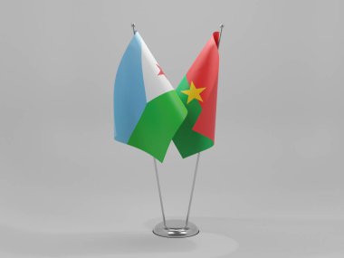Burkina Faso - Cibuti İşbirliği Bayrakları, Beyaz Arkaplan - 3D Render