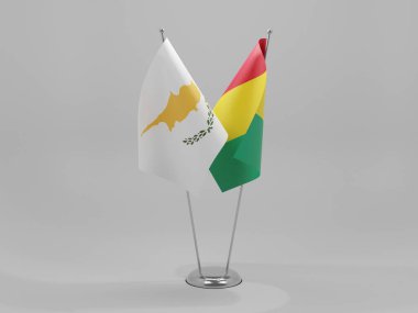 Gine - Kıbrıs İşbirliği Bayrakları, Beyaz Arkaplan - 3D Hazırlama