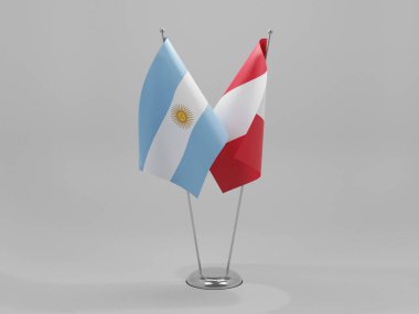 Peru - Arjantin İşbirliği Bayrakları, Beyaz Arkaplan - 3D Render