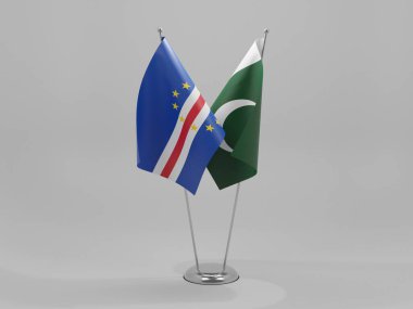 Pakistan - Cape Verde İşbirliği Bayrakları, Beyaz Arkaplan - 3D Render