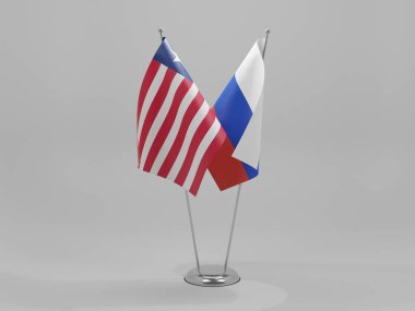 Rusya - Liberya İşbirliği Bayrakları, Beyaz Arkaplan - 3D Hazırlama