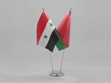 Belarus - Suriye İşbirliği Bayrakları, Beyaz Arkaplan - 3D Render