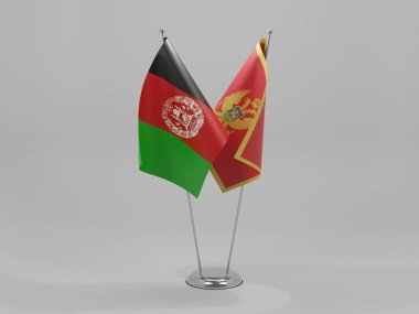 Karadağ - Afganistan İşbirliği Bayrakları, Beyaz Arkaplan - 3D Hazırlama