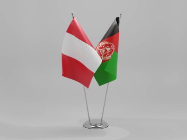 Afganistan - Peru İşbirliği Bayrakları, Beyaz Arkaplan - 3D Yapılandırma