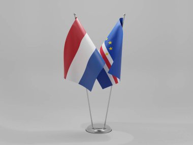 Cape Verde - Hollanda İşbirliği Bayrakları, Beyaz Arkaplan - 3D Render