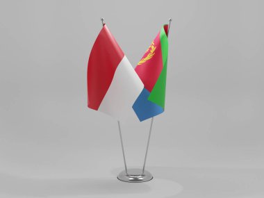 Eritre - Monako İşbirliği Bayrakları, Beyaz Arkaplan - 3D Render