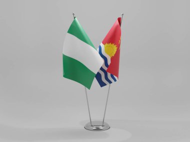 Kiribati - Nijerya İşbirliği Bayrakları, Beyaz Arkaplan - 3D Render