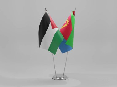 Eritre - Filistin İşbirliği Bayrakları, Beyaz Arkaplan - 3D Render