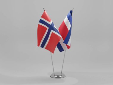 Kosta Rika - Norveç İşbirliği Bayrakları, Beyaz Arkaplan - 3D Render