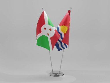 Kiribati - Burundi İşbirliği Bayrakları, Beyaz Arkaplan - 3D Render