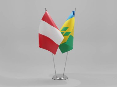 Saint Vincent ve The Grenadines - Peru İşbirliği Bayrakları, Beyaz Arkaplan - 3D Render