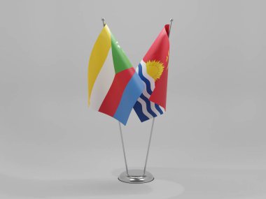 Kiribati - Komoros İşbirliği Bayrakları, Beyaz Arkaplan - 3D Render