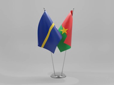 Burkina Faso - Nauru İşbirliği Bayrakları, Beyaz Arkaplan - 3D Render