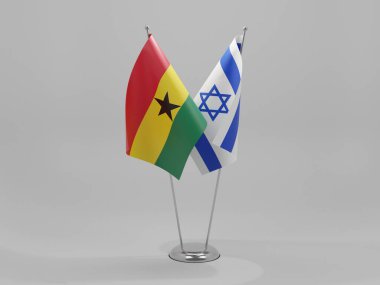 İsrail - Gana İşbirliği Bayrakları, Beyaz Arkaplan - 3D Render