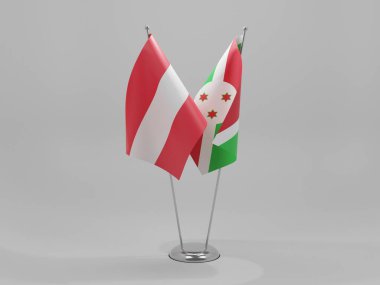 Burundi - Avusturya İşbirliği Bayrakları, Beyaz Arkaplan - 3D Render